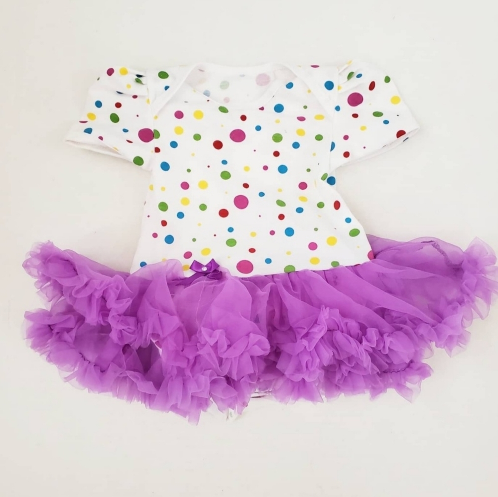 Polka Dots Print Purple Baby Tutu Outfit 0-3 Month